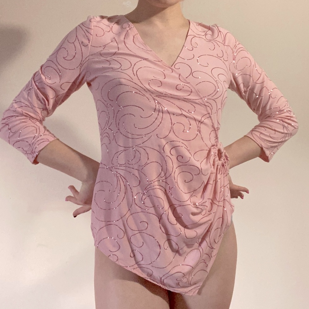 Sexy sparkly powder pink blouse